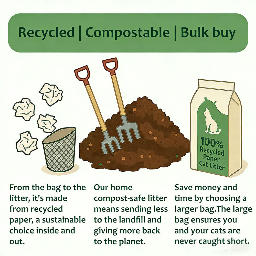 Eco-Friendly Paper Cat Litter Safe Lightweight Absorbent