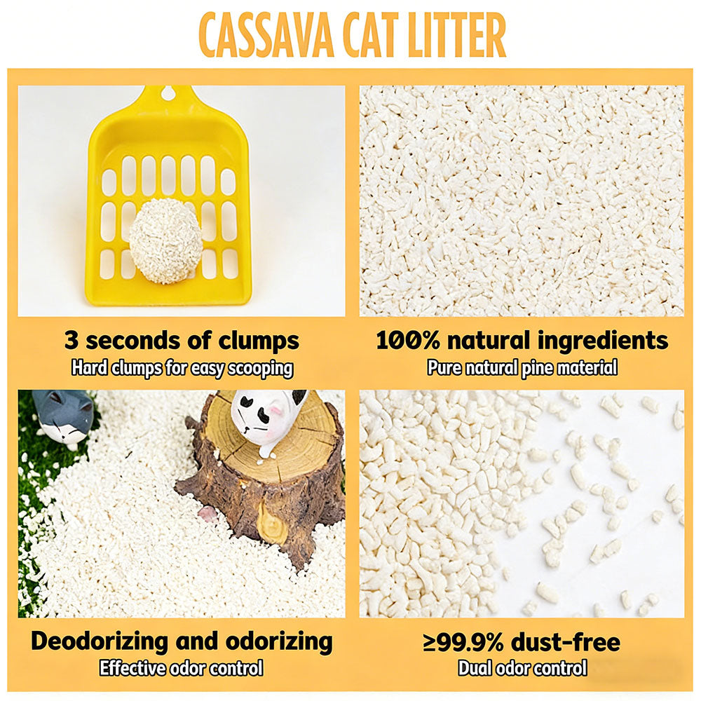 Natural Cassava Cat Litter, Mixed-Grain Formula, Exceptional Clumping