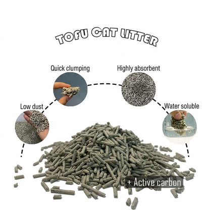 Carbon Tofu Cat Litter – Eco-Friendly, Biodegradable, Fast-Clumping, Low Dust, Odor Control for All Cat Breeds – Multiple Fragrances Available